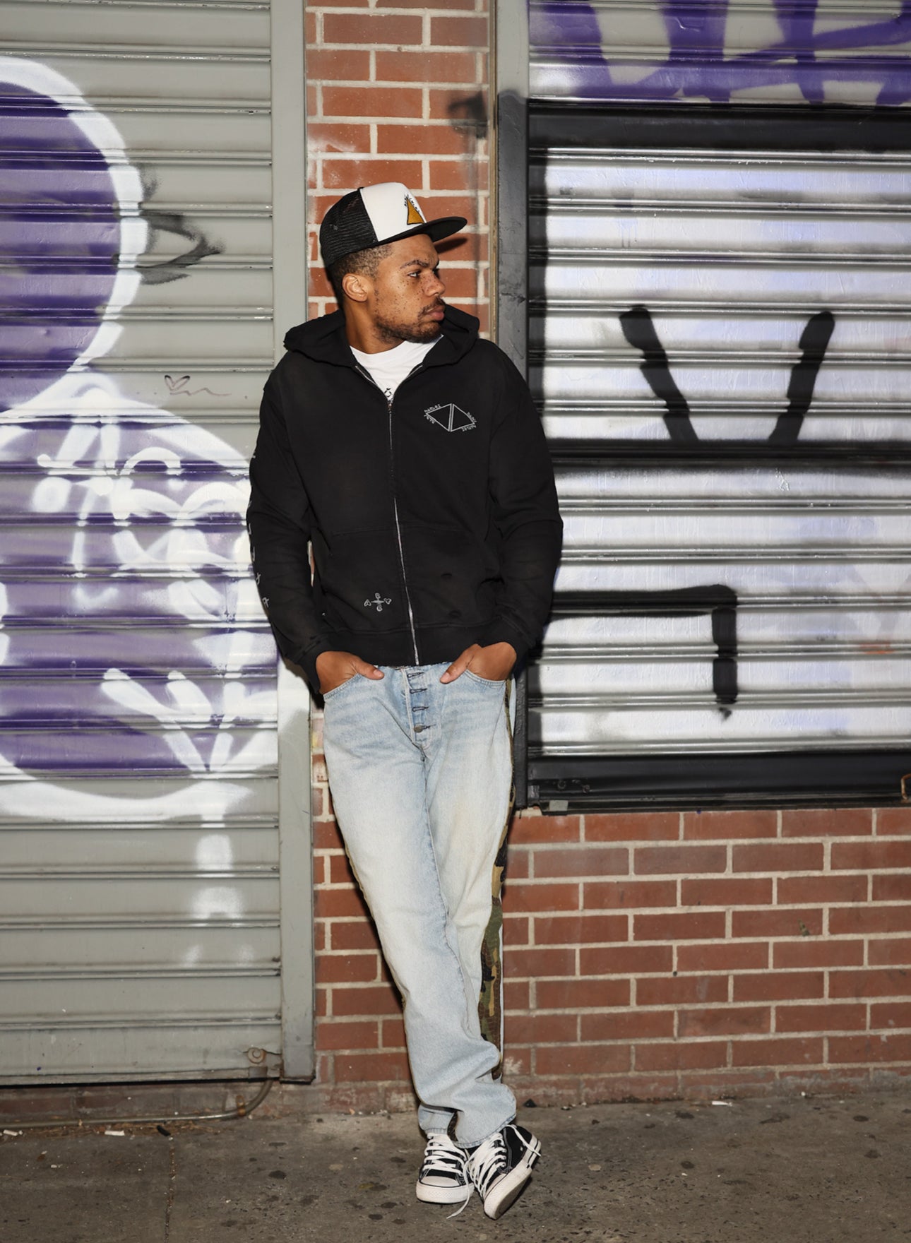 Triple Logo Hoodie - Faded Black