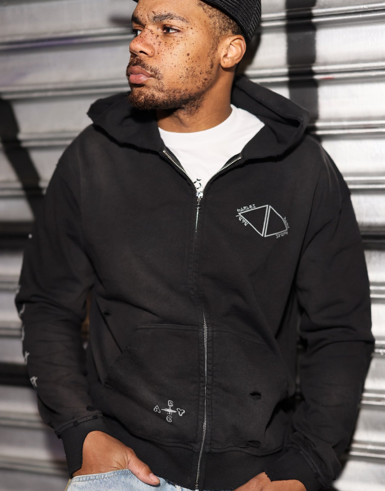 Triple Logo Hoodie - Faded Black