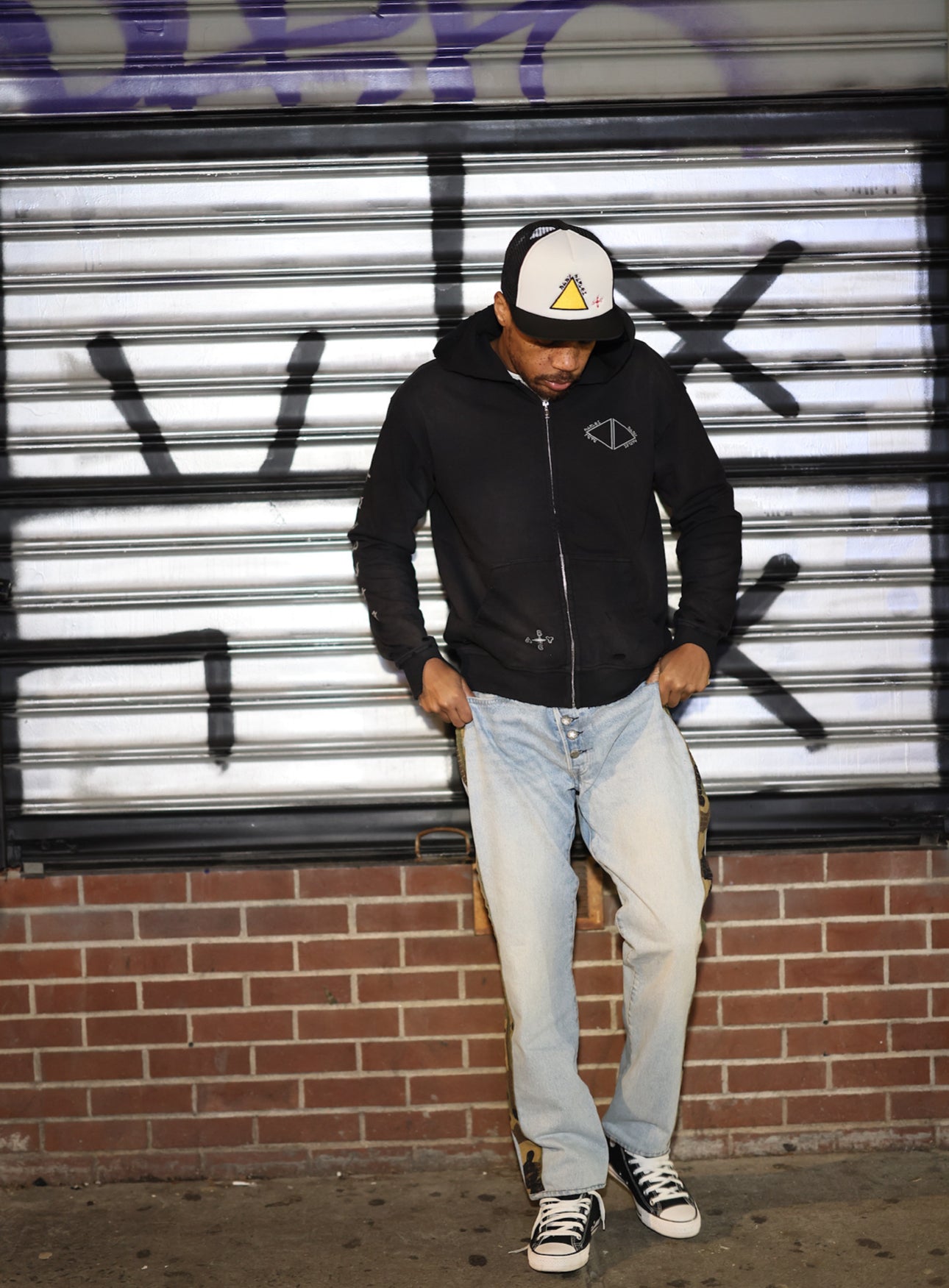 Triple Logo Hoodie - Faded Black